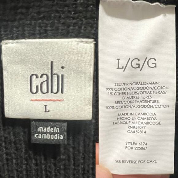 CAbi #6174 Women's Black Notched Lapel Collar Jackie Cardigan Sweater‎ Size L - Picture 12 of 12